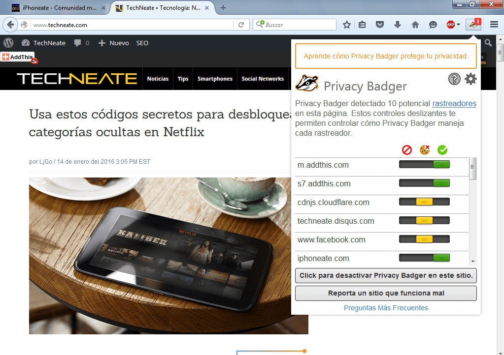 Privacy Badger en TechNeate