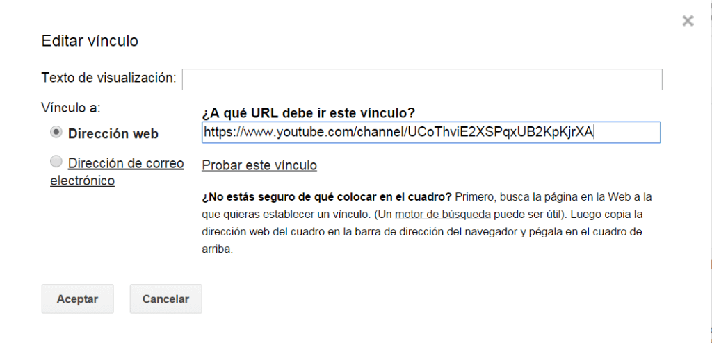 10. Añadir el URL de la red social