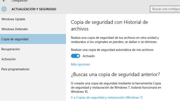 Archivos Respaldo Windows 10