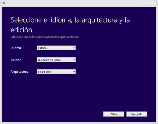 2. Seleccionar idioma, Arquitectura y edicion