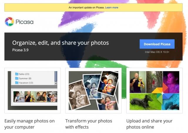 la intensión de Google de cerrar Picasa es clara